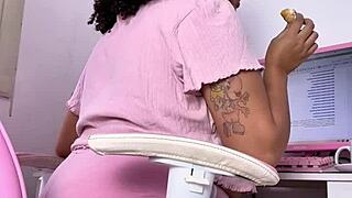 Curvy Girl Working Eating and Farting