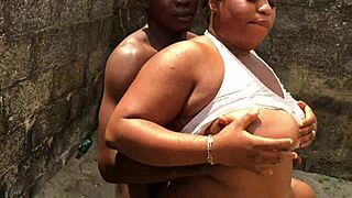 Real Outdoor Naija Homemade Porn with Natural Tits in Lingerie