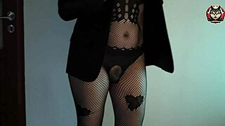 Sexy milf teases in fishnets