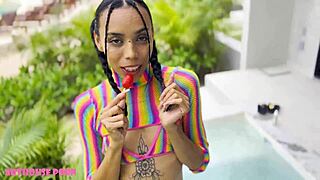 petite latina loves sucking and ahegao sex with rough fucking