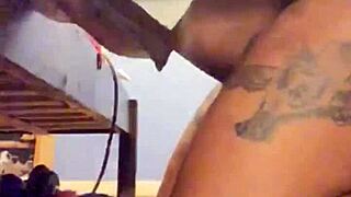 Ebony milf strip tease and deepthroat preview with big black cock