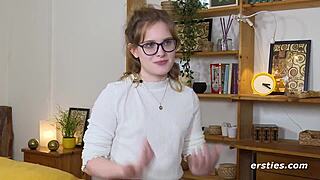 Luna fingers her shaved pussy with dildo and vibrator