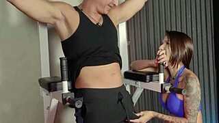 does ashley sanz fuck her trainer in the gym?