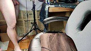 Asian woman intensely sucks white man's cock