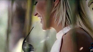 The Housewife MILF Blonde Enjoys Sex With the Gardener Outdoors.