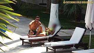 Super sexy venezuelan model gets her big tits fucked in the jacuzzi and shower by old man