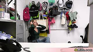 Blonde housewife caught stealing, fucked by mall cop on CCTV.