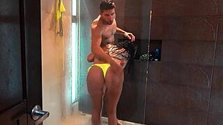 Super sexy venezuelan model gets her big tits fucked in the jacuzzi and shower by old man