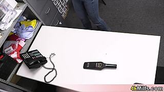 Blonde housewife caught stealing, fucked by mall cop on CCTV.