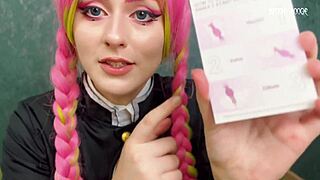 Kanroji Mitsuri masturbates pink pussy to climax