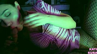 Evening movie viewing turns into blowjob and cum in mouth