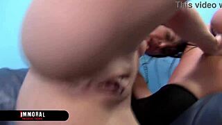 Watch Keisha Grey and Brooks ride Travis and Scott in tandem cowgirl fuck with sloppy blowjobs