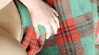 Shy neighbor performs cunnilingus under the blanket