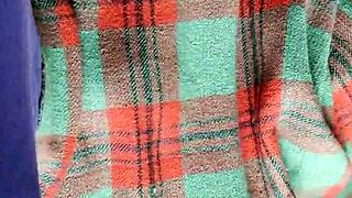 Shy neighbor performs cunnilingus under the blanket