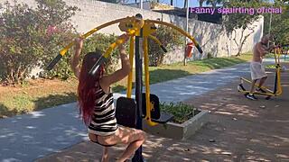 Wife Exhibits in Crowded Park