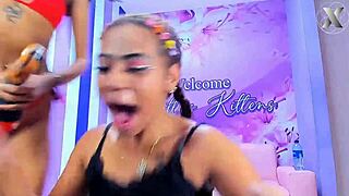 Two girls hang out with friends, but things get wild as the guys fuck their throats in a sloppy blowbang.