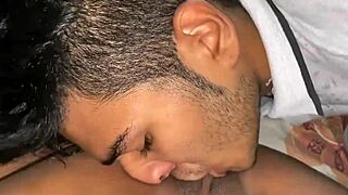 Intense fucking with stepsister on sofa including anal and blowjob