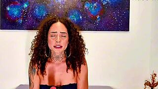 Gostosa Goes Crazy Solo - Big Dildo Gagging Tits Shaking