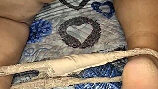 sexy fat milf in panty shows her naked pussy and big breasts