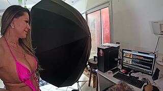 cleo cadillac in her first time bathing in ted's mansion backstage