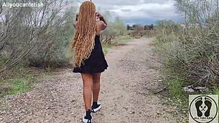 Big Ass Tits Out Ebony Walking Upskirt in Sneakers Converse