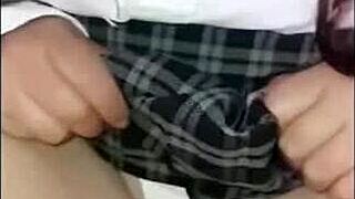 teacher takes innocent schoolgirl home after class for unprotected sex filling her with cum in uniform