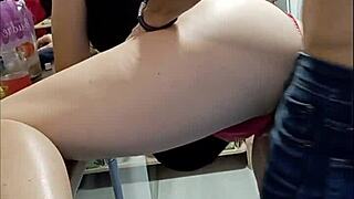 Clothed black satin dress French slut fucks doggystyle with blowjob POV dirty talk