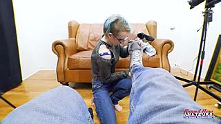 Petite Blue Haired Raven Finger Fucks Twat Sucks Juicy Big Cock