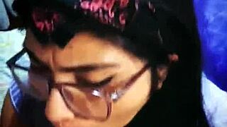 extreme blowjob and cum on her long hair