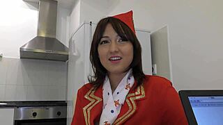 Check out air hostess Suzy Rainbow in her first time