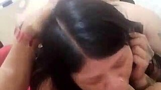 I suck my stepbrother's cock and he cums in my mouth, making me swallow it all