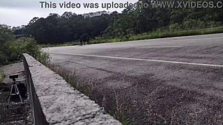 Hot chubby girl gets fucked doggystyle in the street, exposed to public voyeurs