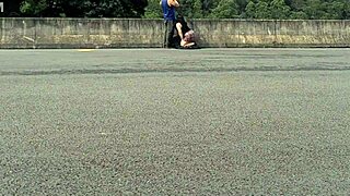 Hot chubby girl gets fucked doggystyle in the street, exposed to public voyeurs