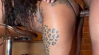 Fucking At The Trap With Big Black Cock Deepthroat And Creampie