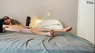 Masturbation with Stroking Sucking Vibrating Toy on Big Cock