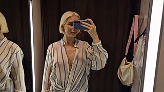 big tits trying on see-through outfit in dressing room