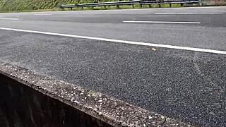 Hot chubby girl gets fucked doggystyle in the street, exposed to public voyeurs