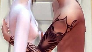 College couple engages in intense handjob action during sims 4 game