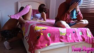 Latina teen fucks stepfather in pussy and ass before discovery