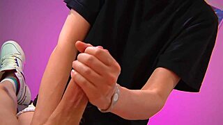 roomate girl handjob leading to cumshot orgasm