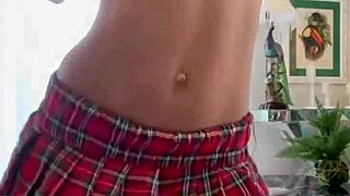 innocent monika fox dances and strips, revealing her softcore beauty