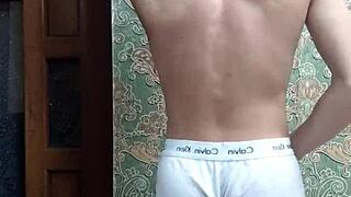 skinny boy flexes in underwear, what do you think?
