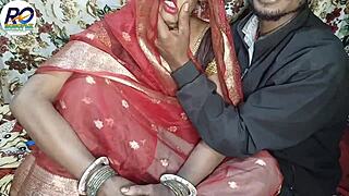 Great sex with bhabhi in red saree squeezing boobs and ass fucking?