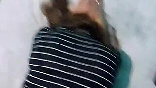 POV doggystyle on big bed during webcam session with laptop