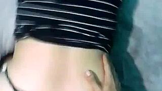 POV doggystyle on big bed during webcam session with laptop