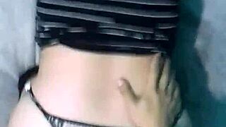 POV doggystyle on big bed during webcam session with laptop