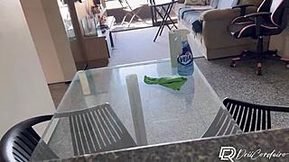 Transei fucks maid in kitchen lifting dress and pounding