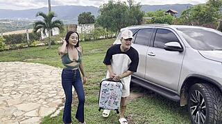 Skinny Girl Fucked by Boyfriend's Friend While Away