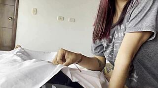 Skinny Girl Fucked by Boyfriend's Friend While Away