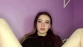 Young teen pulls panties over and rubs puffy pussy!